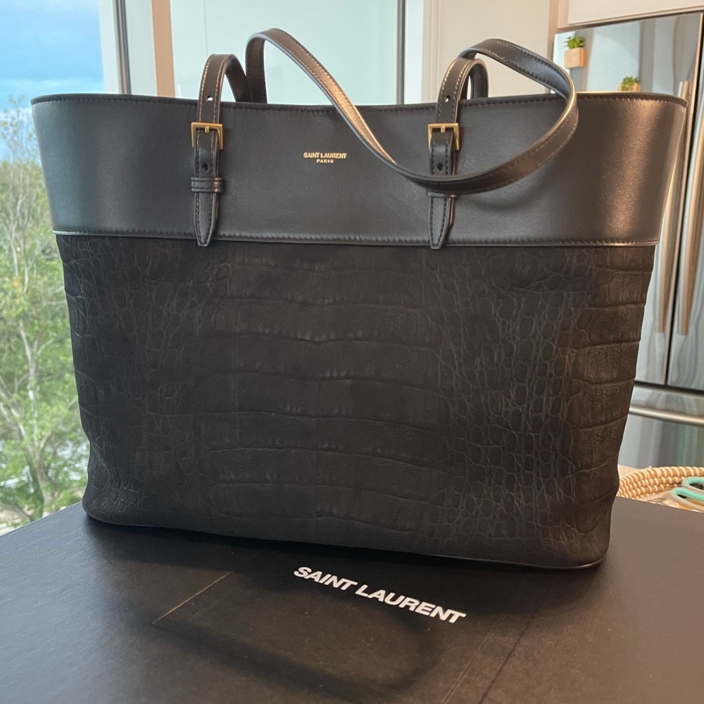 Medium St. Laurent leather and suede tote
